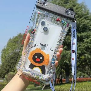 Cartoon Waterproof Phone Case Pouch Swimming Underwater Air Cushion Water Proof Bag Hanging Diving Pouch