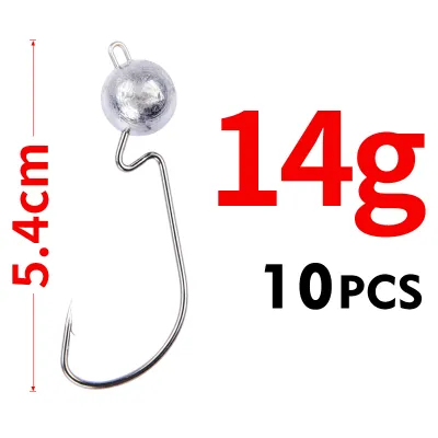 MEREDITH 10 Cái/lốc Tiếp Xúc Với Jig Đầu Mồi Jig Móc Đầu 3.5G 5G 7G 10G 14G Lưỡi Câu Phụ Kiện Câu Cá