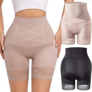 Lace Trim Thigh Slimming Underwear for Women High Waist Tummy Control Shapewear Shorts Butt Lifting Body Shaper Panties