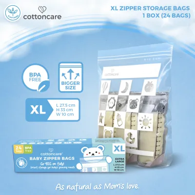 Cottoncare™ Extra-Large Zipper Bags Baby Infant Ziplock Plastic Breast Milk Bag Storage