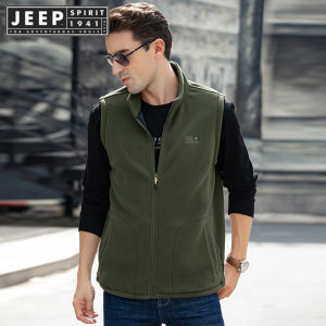 JEEP SPIRIT 1941 ESTD fleece vest mens autumn and winter outdoor leisure vest sports vest fleece coat