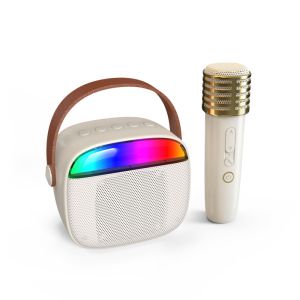 Actual【COD】Speaker Bluetooth 2Mic 1 Set Karaoke Speaker Ktv Cute Wireless Lucu Portabel Luar Ruangan Speaker Nirkabel