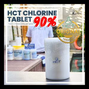 1 PACK - HCT Chlorine 90% Tablets - Chlorine Disinfectant - Slow Dissolving TICA / TCCA - 1 KILO 5 TABLETS - CHEMSTORE