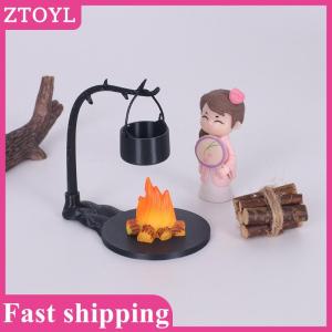 ZTOYL💝 4PCS Outdoor Camping Micro Landscape Decoration Doll House Mini Hanging Stove And Fire Pile Scene Accessory