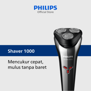 Philips | Shaver 1000 | Alat Cukur Electric Kumis dan Jenggot Pria | Cukur Cepat Tanpa Luka Baret dengan SkinGuard Teknologi | Hitam Metalik | S1301/02