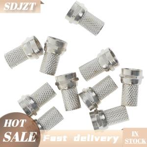 SDJZT 10 ชิ้น หัวต่อสายอากาศทีวี RG6 F-Type Male Twist-On Coax Coaxial Cable RF Connector Adapter F Type TV