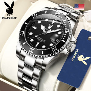 PLAYBOY watch for men original waterproof fashion rotating bezel luminous add 2.5x calendar green/black color