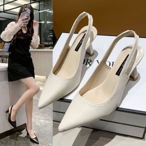 2025 Spring/Summer New Pointed Toe High Heels For Women Thin Heel Closed-Toe Sandals Backless Shallow Mouth Single Shoes For Women