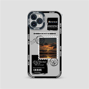 QuXis ที่เรียบง่ายใสกรณีซิลิคอนสำหรับ iPhone 14 13 12 11 Pro Max 7 8บวกแฟชั่นแสตมป์พระอาทิตย์ตกโทรศัพท์อ่อนกรณีปกเต็มสำหรับ iPhone X Xs Xr 7จุด8จุดป้องกันปลอก