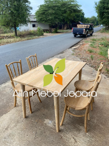 Set meja makan kayu jati Kursi loboy kursi cafe Kursi resto