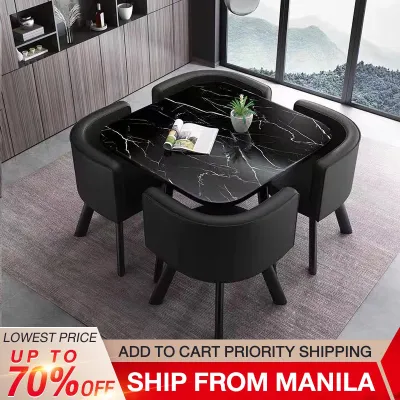 SAINTVILLA 80CM + four stools dining table set small round table reception table family dining table