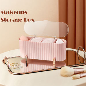 Vision Nordic 3 Grid Cosmetic Beauty Egg Storage Box Makeup Remover Cotton Box Transparent Cotton Swab Storage Organizer Makeup Foam Egg Storage Rack Dustproof