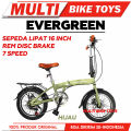 Evergreen Sepeda Lipat 16 single speed dan 7 speed untuk Anak dan dewasa. 
