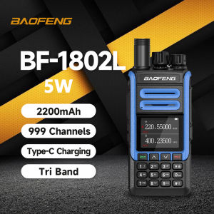 Baofeng 1802L Walkie Talkie Portable Tri-Band 5W High Power Long Range 10-20KM Two Way Radio 999Memory Channels Type-C Charging