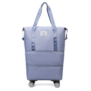 Oversized Oxford Cloth Moving Folding Travel Duffel Bag With Wheels Waterproof Tote Handbag Air Consignment Bag Dry wet separation
