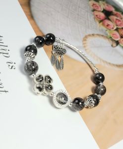 vòng tay nữ cỏ 4 lá thạch anh tóc đen tự nhiên vip bọc bạc mix charm bạc cao cấp vòng tay đá phong thuỷ hợp mệnh mộc mệnh thuỷ trang sức thiết kế đủ hoá đơn thẻ bảo hành
