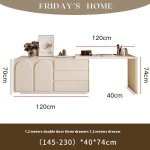 Dressing Table Solid Wood Cream Wind Scalable Storage Makeup Table Storage Cabinet