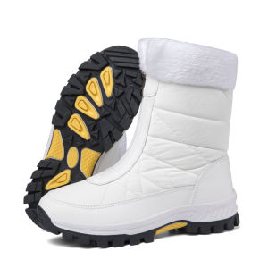 FECHENG 2024 Ankle Boots Women Winter Waterproof Shoes Keep Warm Non-slip Black Snow Boots Ladies Lace-up Plus Size 35-42 White Boots