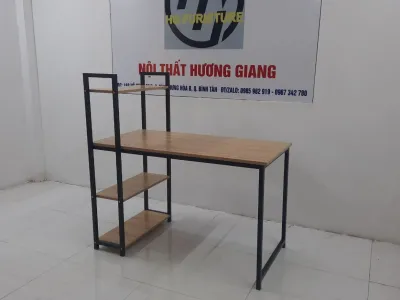 Bàn làm việc bàn học khung sắt kèm giá sách 3 tầng sơn tĩnh điện BLK03T ( lắp ráp dễ dàng có đầy đủ phụ kiện )