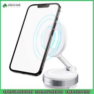 Sikiwind Magnetic Vacuum Car Mount Phone Holder Folding Mobile Phone Stand Universal GPS Navigation Stand for Car Kitchen Mirror