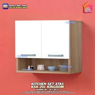 Kitchen Set Atas 2 Pintu dengan Rak Kitchen Set Minimalis Lemari Gantung Rak Dapur Kingdom KSK 201