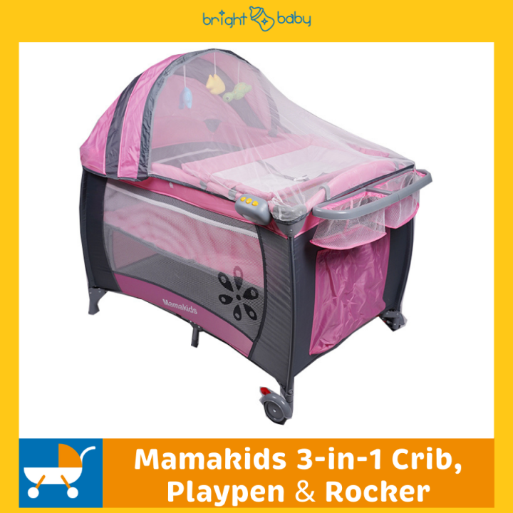 Mamakids 3-in-1 Baby Crib Set Bed, Playpen Rocker with