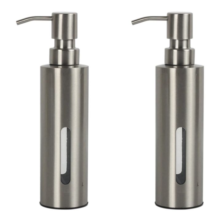 2X 7Oz Hand Soap Pump Dispenser for Bathroom, Stainless Steel Dish Soap ...