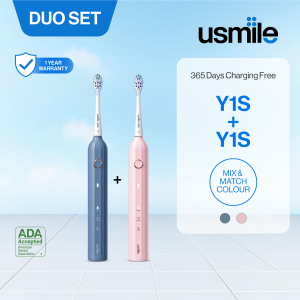 [DUO SET] usmile Y1S Sonic Electric Toothbrush | Plaque Removal | 365 Days Battery Life | USB Type-C | 2-Mins Timer