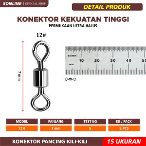 SONLINE Fishing Linker Barel Bearing Pancing Dengan Ring Solid Konektor Solid Fishing Gear MSZH