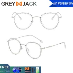 Grey Jack Kacamata Antiradiasi Blueray Korean Style Oval TR90+Metal Bisa Minus Fashion Pria dan Wanita Terbaru 1978