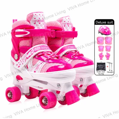 Roller Skate Shoes for Kids Double Row 4 Wheels Quad Skates for Girls Boys Beginners