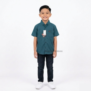 Kemeja Anak cowok Polos lengan Pendek | Outfit Anak Casual Formal Bahany Nyaman adem dipakai