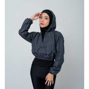 GRACIOUSTYLE-Jaket crop top parasut olahraga wanita senam lari joging