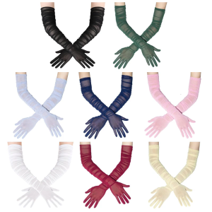 Delicate Lace Like Net Gloves 70-100cm Length Evening Wear Accessory Mesh Gloves For Costume Dance Bridal