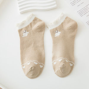 FSKS135 Kaos Kaki Wanita Ankle Socks Kaos Kaki Pendek Semata Kaki Motif Bear Cherry