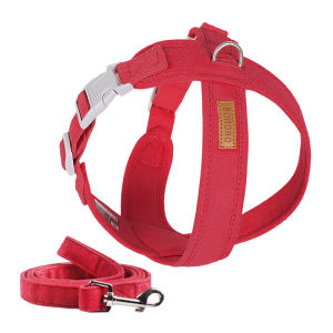 BORORO Dog Harness Leash Set X Back Pressure Relief Suede Fabric V Neck Design Zinc Alloy D Ring Adjustable Strap