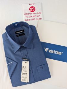 [Việt Tiến] Áo Sơ Mi Ngắn Tay - Regular (Suông) - Vạt Vuông - Màu trơn