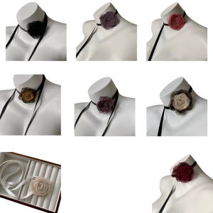 Elegant Rose Necklace Unique Dried Floral Shape for Women Vintage Choker for Fashion Forward Individuals