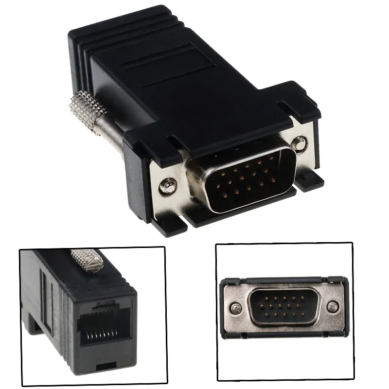 Kebidumei Mini RJ45 To VGA Cord Male Female To LAN Cat5 Cat5e RJ45 Ethernet  Adapter For PC Laptop