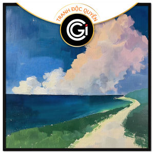 Tranh đơn giản phong cảnh con đường ven bờ biển đẹp tranh treo tường dán tường trời và biển.CGI-832