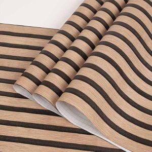 Wallpaper Stiker Dinding Kamar Tidur Motif Panel Salur Kayu Vintage Aesthetic Bahan PVC Premium