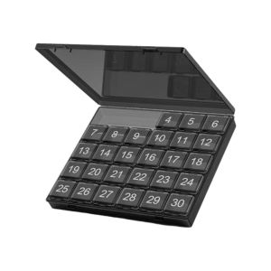 OOC Transparent Monthly Pill Organizer Squeeze-to-Open Plastic 30 Day Pill Case Durable Compartments Portable Storage Box for Vitamins