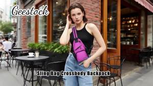 Geestock  Crossbody Shoulder Bag Backpack Suitable for Men and Women  Convertible Shoulder Bag Waterproof Chest Bag  Suitable for backpacking and hiking   Black  M  Leisure