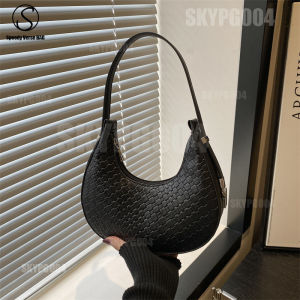 Casual Shoulder Bags Women Felt Stone Pattern Underarm Bag Fashion Exquisite Crescent Saddle Bags Ladies Advanced Armpit Bag