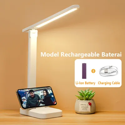lampu belajar lampu meja Led Lampu Meja Kerja Led Lampu Kerja Touch Scren Led Desk Lamp 3 Color Stepless Dimmable Touch Foldable Table Lamp Bedside Reading Eye Protection Night Light USB Chargeable