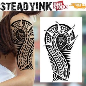 [𝚂𝚝𝚎𝚊𝚍𝚢𝙸𝙽𝙺] Maori Polynesian Samoan Temporary Tattoo Sticker Waterproof - Body Art Cosplay Makeup for Events Parties