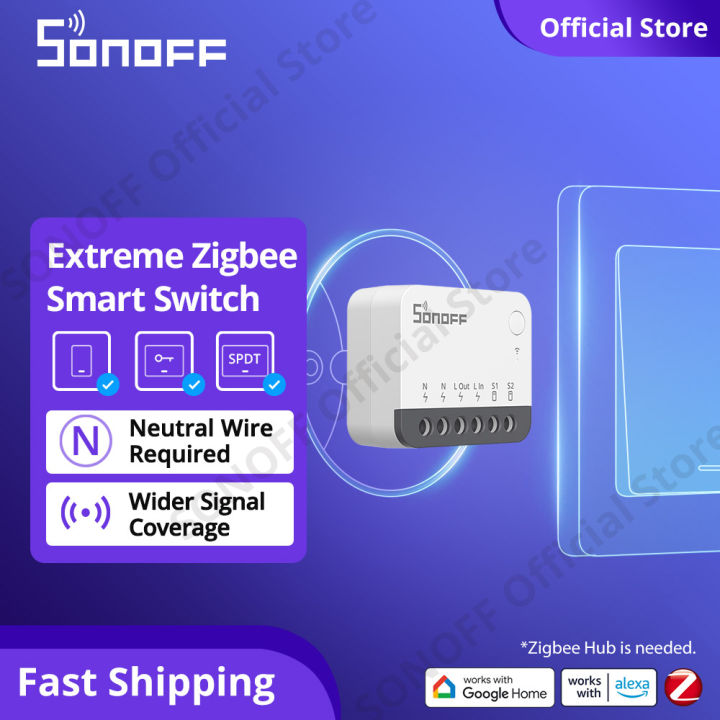 SONOFF ZBMINIR2 Extreme Zigbee Smart Switch Mini Smart Switch External Switch Control APP Voice Control Detach Relay Mode Smart Zigbee Router, Neutral Wire / Zigbee Hub Required