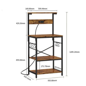 4 Tier kitchen storage rack organizer With Powered Socket And 6 S-Shaped Hooks Multi Layer Storage Rack Space Saver Microwave Oven Storage Rack For Kitchen Living Room Dining Room Office Warehouse