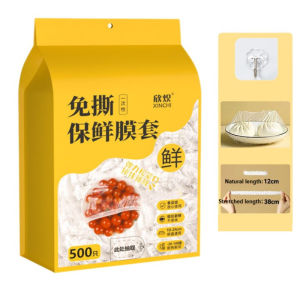 Mishilei Elastic Food Cover Food Grade Disposable Plastic Wrap Wall Mount Hook Bowl Plate Fresh Keep Set