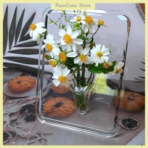 [PureZone] Acrylic Photo Frame Vase Modern Hydroponic Flower Vase Desktop Plant Holder Ornament Home Gift Wedding Table Center Decor